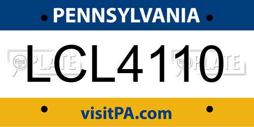 LCL4110 Pennsylvania License Plate
