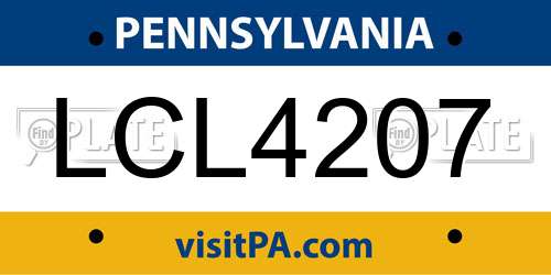 LCL4207 Pennsylvania License Plate