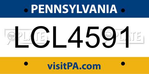 LCL4591 Pennsylvania License Plate