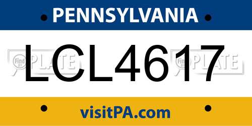 LCL4617 Pennsylvania License Plate