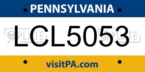 LCL5053 Pennsylvania License Plate