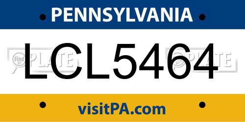LCL5464 Pennsylvania License Plate