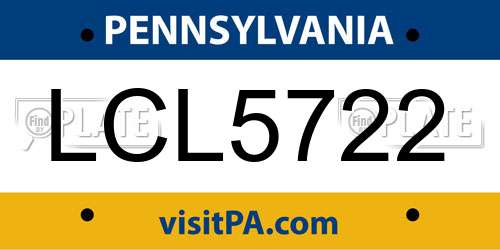 LCL5722 Pennsylvania License Plate
