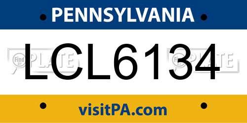 LCL6134 Pennsylvania License Plate