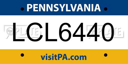 LCL6440 Pennsylvania License Plate