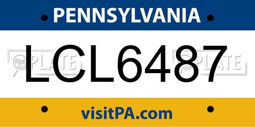 LCL6487 Pennsylvania License Plate