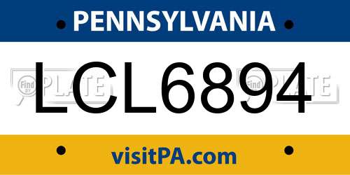 LCL6894 Pennsylvania License Plate