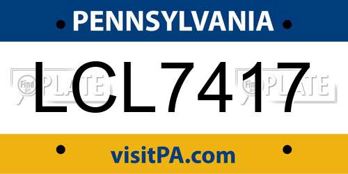 LCL7417 Pennsylvania License Plate