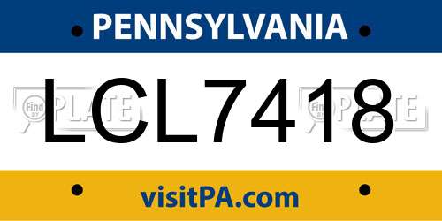 LCL7418 Pennsylvania License Plate
