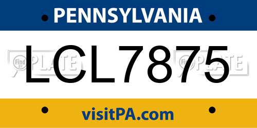 LCL7875 Pennsylvania License Plate