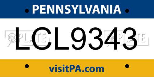 LCL9343 Pennsylvania License Plate