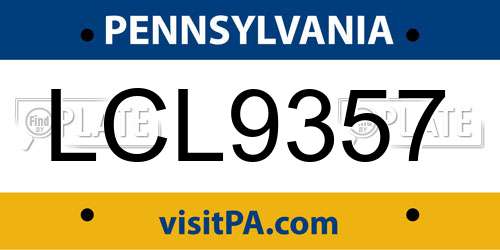 LCL9357 Pennsylvania License Plate