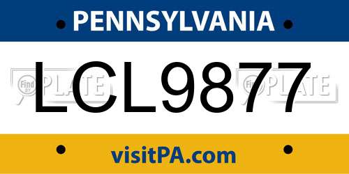 LCL9877 Pennsylvania License Plate