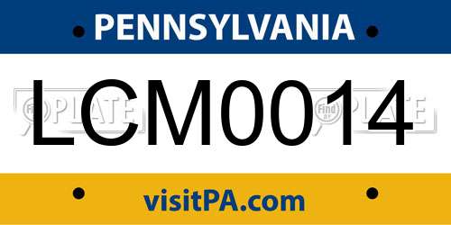 LCM0014 Pennsylvania License Plate