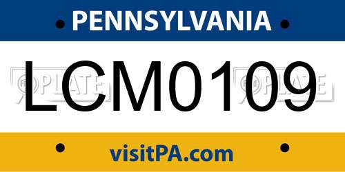 LCM0109 Pennsylvania License Plate
