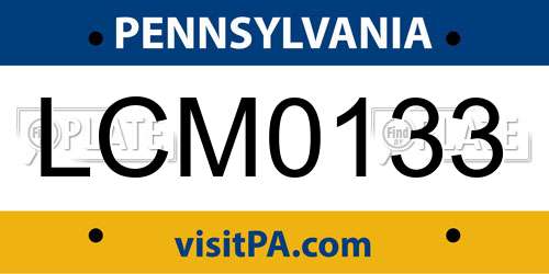 LCM0133 Pennsylvania License Plate
