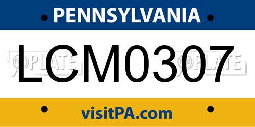 LCM0307 Pennsylvania License Plate