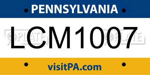 LCM1007 Pennsylvania License Plate