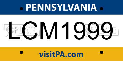 LCM1999 Pennsylvania License Plate