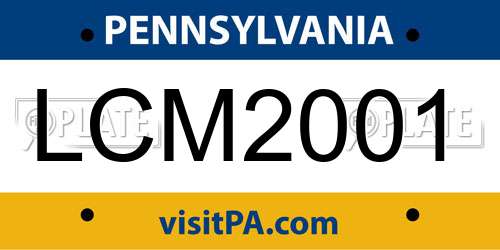 LCM2001 Pennsylvania License Plate