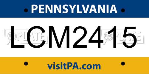 LCM2415 Pennsylvania License Plate
