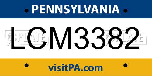 LCM3382 Pennsylvania License Plate