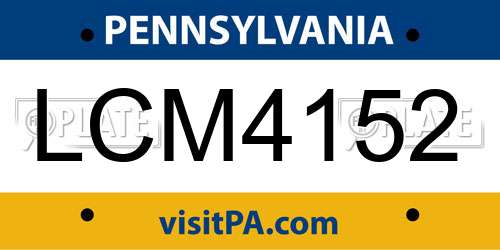 LCM4152 Pennsylvania License Plate