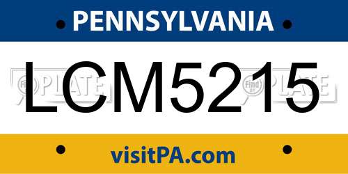 LCM5215 Pennsylvania License Plate