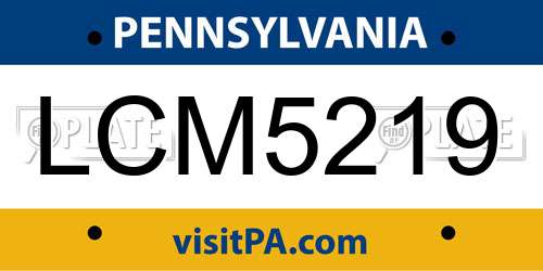 LCM5219 Pennsylvania License Plate