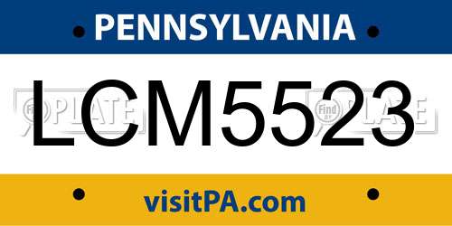 LCM5523 Pennsylvania License Plate