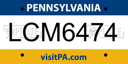 LCM6474 Pennsylvania License Plate