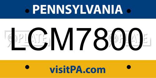LCM7800 Pennsylvania License Plate