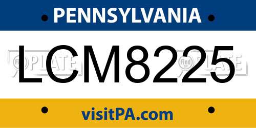 LCM8225 Pennsylvania License Plate
