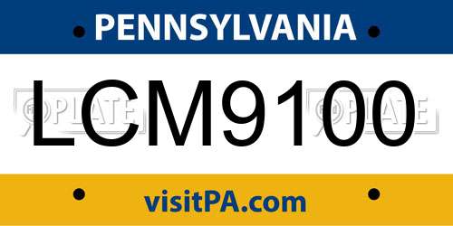 LCM9100 Pennsylvania License Plate