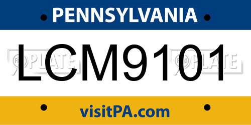 LCM9101 Pennsylvania License Plate