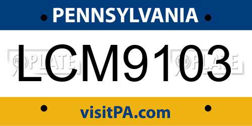 LCM9103 Pennsylvania License Plate