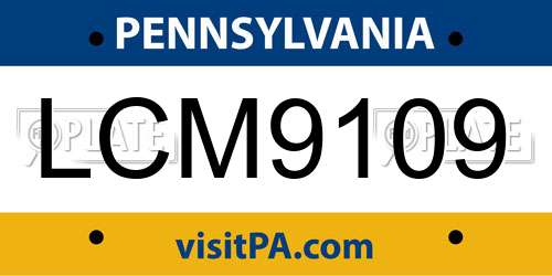 LCM9109 Pennsylvania License Plate