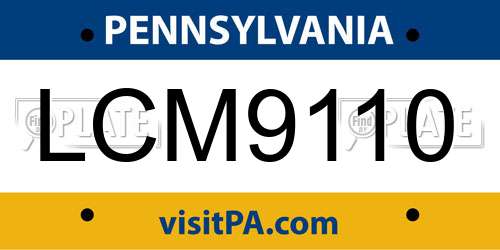 LCM9110 Pennsylvania License Plate