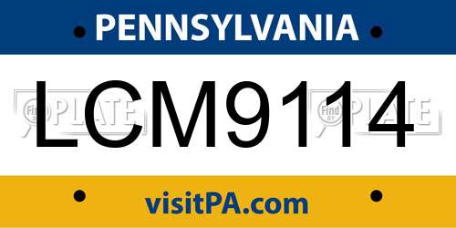 LCM9114 Pennsylvania License Plate
