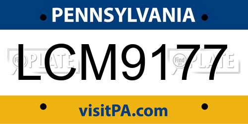 LCM9177 Pennsylvania License Plate
