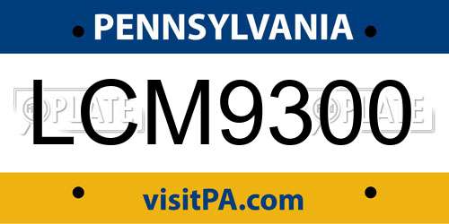 LCM9300 Pennsylvania License Plate