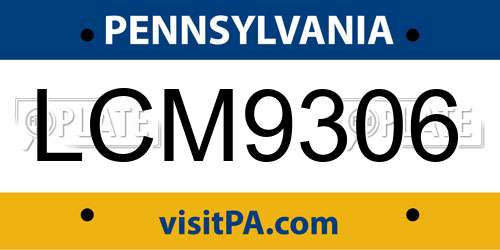 LCM9306 Pennsylvania License Plate