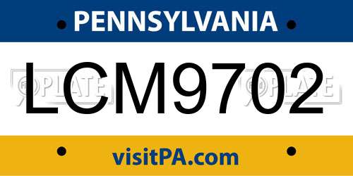 LCM9702 Pennsylvania License Plate