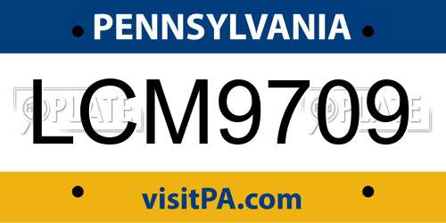 LCM9709 Pennsylvania License Plate