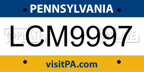 LCM9997 Pennsylvania License Plate
