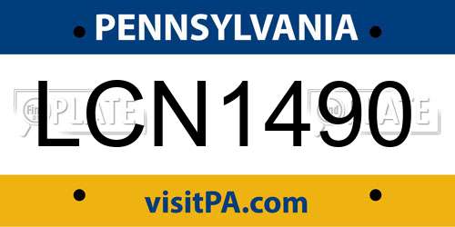 LCN1490 Pennsylvania License Plate