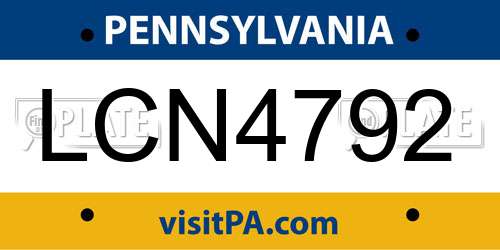 LCN4792 Pennsylvania License Plate