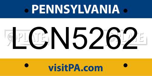 LCN5262 Pennsylvania License Plate