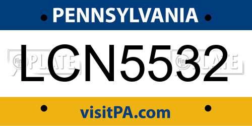 LCN5532 Pennsylvania License Plate