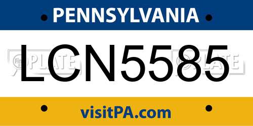 LCN5585 Pennsylvania License Plate
